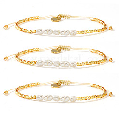 3 Stück geflochtene Armbänder aus runden Glasperlen für Damen&nbsp;UE2399-1