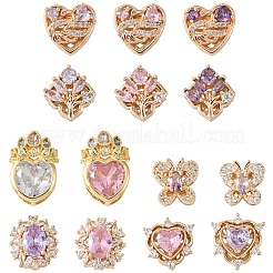 2 pièce de 2 couleurs de perles en laiton micro pavées de zircone cubique&nbsp;KK-YW0003-04