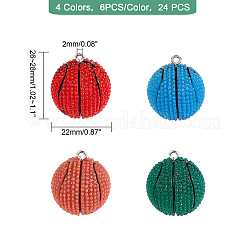 24pcs 4 couleurs pendentifs en résine opaque&nbsp;RESI-GA0001-13