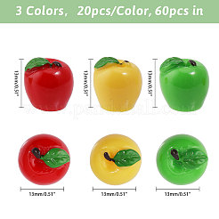 60 Stück 3 Farben Weihnachtsharz 3D Apfel Display Dekorationen&nbsp;AJEW-CA0004-14