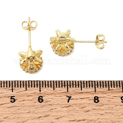 Ohrstecker mit Krone aus Messing mit Mikropflaster und klarem Zirkonia für Damen&nbsp;EJEW-G460-04G