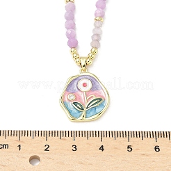 Collares colgantes de amatista lavanda natural para mujer&nbsp;NJEW-G165-01C-G