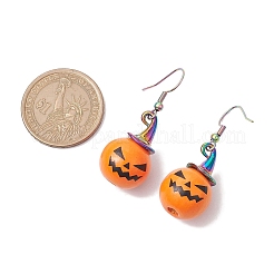 Halloween-Motiv: Ohrringe aus Holzlegierung mit Kürbismotiv&nbsp;EJEW-JE05850-02