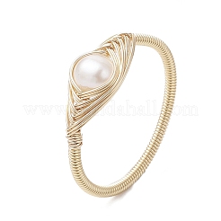 Fingerringe aus Naturperle mit Pferdeauge&nbsp;RJEW-JR00844-01