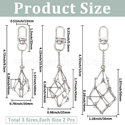 6 pièce 3 styles en acier inoxydable tressé chaîne macramé pochette vide support de pierre pendentif décorations&nbsp;HJEW-SC0003-05