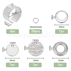 Kit para hacer anillos de puño con dijes redondos planos&nbsp;DIY-DR0001-22P