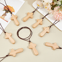 Décorations pendentif croix en bois&nbsp;WOOD-WH0034-55B