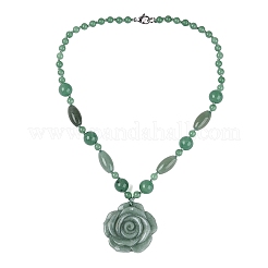 Collares colgantes de flores de aventurina verde natural&nbsp;NJEW-N064-08I