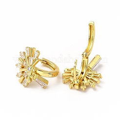 Klare Zirkonia-Blatt-Creolenohrringe&nbsp;EJEW-H093-10G