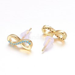 Orecchini a cingoli in ottone con zirconi cubici micro pavè&nbsp;EJEW-P119-14G