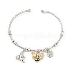 Bracelets à breloques en laiton micro pavé en oxyde de zirconium transparent pour femmes&nbsp;BJEW-Z089-04G