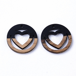 Pendentifs en bois de résine et de noyer&nbsp;RESI-N025-010A-B04