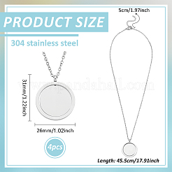 4 pz. Collana con catena a cavo girevole piatta e rotonda in acciaio inossidabile 304&nbsp;NJEW-BC0001-11P