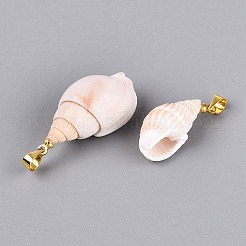Ciondoli a spirale in ottone e conchiglia naturale&nbsp;SHEL-Q029-18KCG