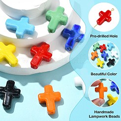 8pcs 8 Farben handgemachte Bunte Malerei-Perlen&nbsp;LAMP-CJ0003-09