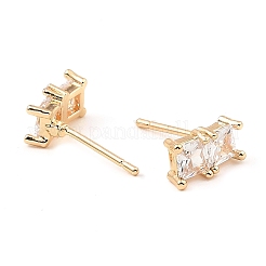Pendientes rectangulares de circonita cúbica transparente pavimentados de latón para mujer&nbsp;EJEW-G362-08KCG