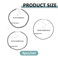 3 Stück 3 Stile CCB runde Perlenketten&nbsp;NJEW-FH0001-32