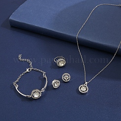 Bracciali con maglie in strass in lega e orecchini a bottone e collane con pendenti e set di anelli&nbsp;WG6A31F-03