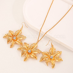 Blumenlegierung Strass Ohrhänger & Anhänger Halsketten Sets für Damen&nbsp;FS-WG33D9D-05
