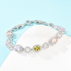 Bracelets de tennis en laiton platine sertis de micro-pavés de zircone cubique&nbsp;BJEW-B160-14P
