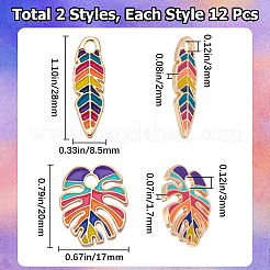 24pcs 2 pendentifs en émail en alliage de style&nbsp;ENAM-SC0003-90