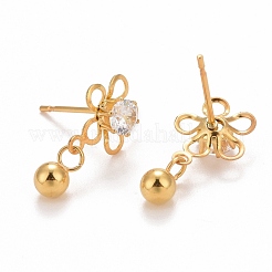 Pendientes de acero inoxidable 304 con forma de flor&nbsp;EJEW-C019-04G