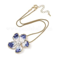 Halsketten mit Anhänger aus blauer Emaille mit Kamelienblüte&nbsp;NJEW-B113-02