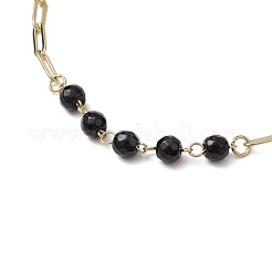 Collares de cadena con cuentas de concha y perlas y piedras negras&nbsp;NJEW-JN05109