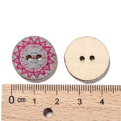 Boutons en bois imprimé avec 2 trou&nbsp;BUTT-ZX004-01B-M
