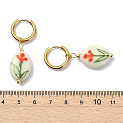 Boucles d'oreilles pendantes en porcelaine imprimée faite à la main&nbsp;EJEW-JE07230