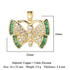 3pcs pendentifs en laiton micro pavé de zircone cubique&nbsp;ZIRC-OY001-61G