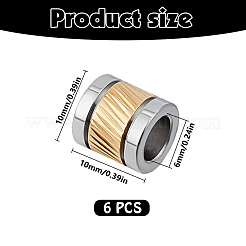 6 pièce de perles européennes en acier inoxydable 303&nbsp;STAS-DR0001-19G