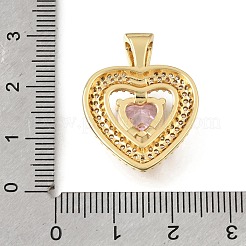 Ciondoli di San Valentino in ottone con micro pavé di zirconi rosa&nbsp;KK-C263-03G
