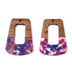 Pendentifs en résine transparente et bois de noyer&nbsp;RESI-TAC0017-72-A05