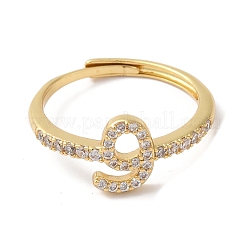 Verstellbare Ringe aus Messing mit Zirkonia und arabischen Buchstaben für Damen&nbsp;RJEW-S407-10G-05