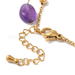 Mehrreihige Armbänder aus natürlichem Amethyst und Kunstperlen&nbsp;BJEW-P326-02A-G
