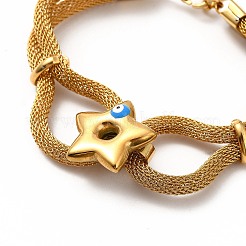 Stella smaltata con bracciale a maglie malocchio&nbsp;BJEW-F447-05G