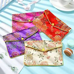 Tissu de broderie florale rectangle pochettes&nbsp;ABAG-YW0001-03D