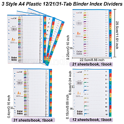 3 libro 3 stile A4 raccoglitore in plastica a 12/21/31 linguette divisori indice&nbsp;AJEW-OC0004-13
