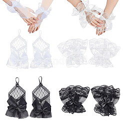 2 Paar Polyesterhandschuhe mit Schleifenmuster&nbsp;AJEW-AR0002-82