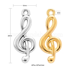 40 pz 2 colori in lega di stile tibetano pendenti con chiave di violino&nbsp;FIND-FS0001-11M