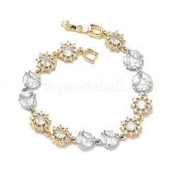 Bracelets à maillons en laiton micro pavé en oxyde de zirconium transparent pour femmes&nbsp;BJEW-C156-06A-PG