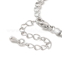 Flaches rundes Gliederarmband aus klarem Zirkonia mit Tennisketten&nbsp;BJEW-C030-01P