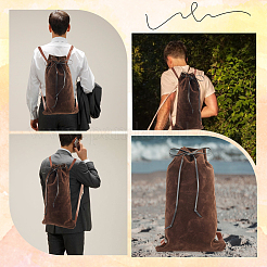 Mochilas con cordón de fibra flocada con correas de cuero PU y cierres de aleación&nbsp;ABAG-WH20019-02B