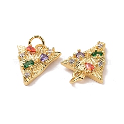 Pendentifs triangle en laiton micro pavé de zircons cubiques colorés&nbsp;KK-G406-41G