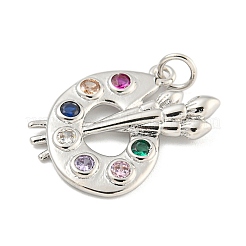 Placage de rack en laiton pavé de pendentifs en zircone cubique colorée&nbsp;X-KK-Z048-05P