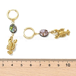 Ozean 304 Edelstahl und Paua-Muschel-Hängeohrringe&nbsp;EJEW-JE07109-01