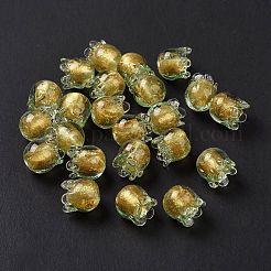 Main feuille de perles de verre au chalumeau d'or&nbsp;X1-LAMP-G158-02B