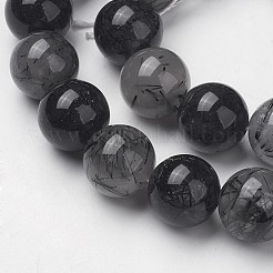 Naturale nero rutilato perle di quarzo fili&nbsp;G-F362-07-13mm