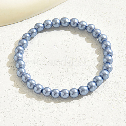 Bracelets extensibles uniques en perles de verre argentées rondes pour femmes&nbsp;YJ5137